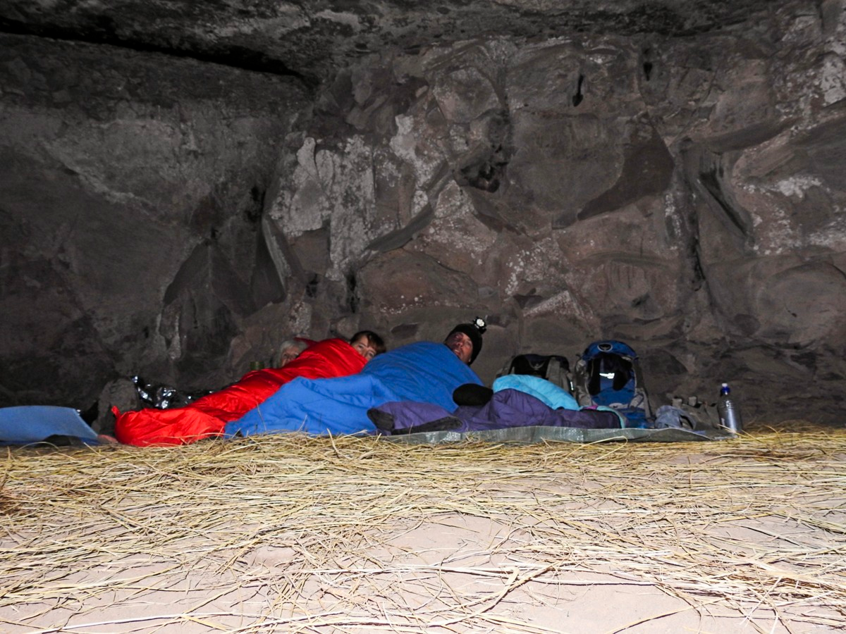 Sleeping in Pillar Cave, South Africa